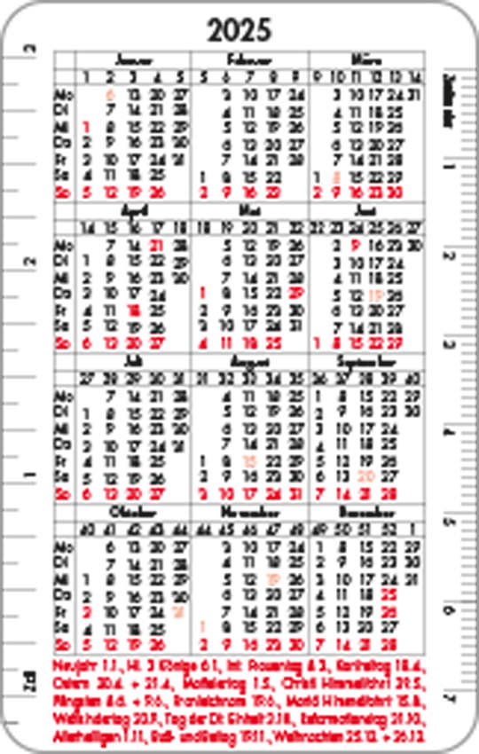 Scheckkarten Kalender 976 Werbekalender WALTER 